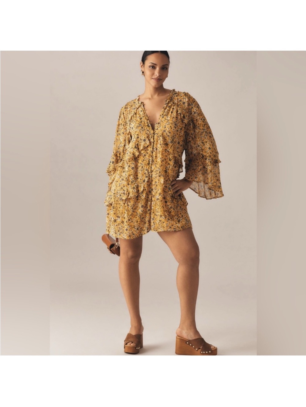 Yellow Floral Ruffle Romper - Picture 3 of 5